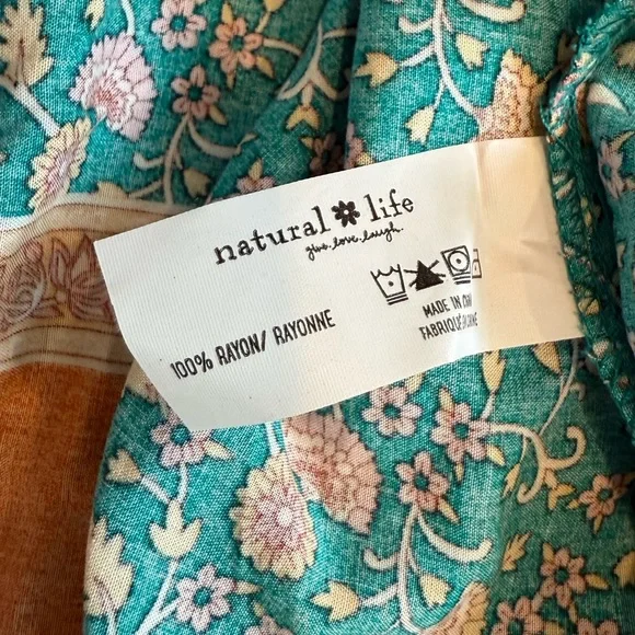 Natural Life Midi Dress NWT Pockets Avery Button Front Jade Floral Boho XL - Picture 5 of 13